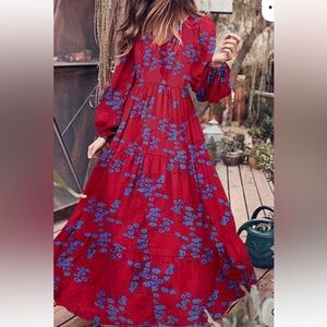 Emily Rose Floral Cotton Boho Dress, Summer Beach,  Casual Vacation. Size XL